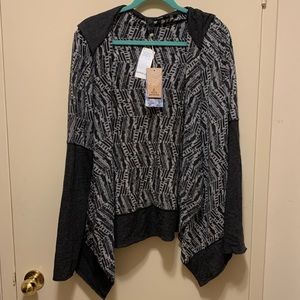 Prana XL NWT Printed Wrap/Light Hooded sweater
